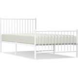 vidaXL Bedframe met hoofd- en voeteneinde metaal wit 100x200 cm