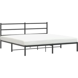 vidaXL Bedframe met hoofdbord metaal zwart 180x200 cm