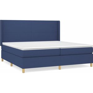 VidaXL Boxspring met Matras - Stof Blauw - 200x200 cm