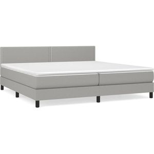 vidaXL Boxspring met matras stof lichtgrijs 200x200 cm