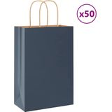 vidaXL Papieren zakjes 50 st met hengsels 21x11x31 cm blauw