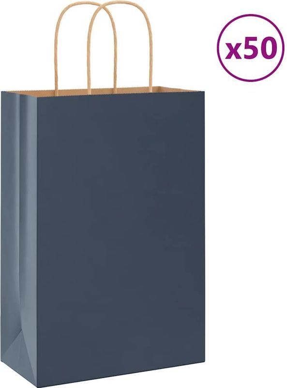 vidaXL Papieren zakjes 50 st met hengsels 21x11x31 cm blauw