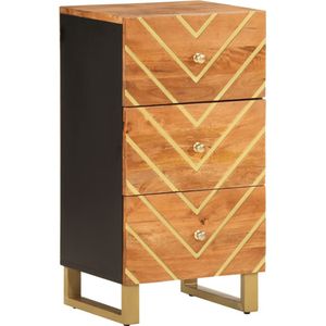 vidaXL Dressoir 40x33,5x75 cm massief mangohout bruin en zwart
