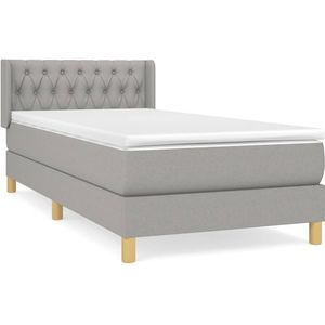 vidaXL Boxspring met matras stof lichtgrijs 90x190 cm