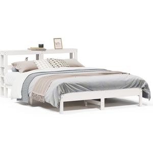 vidaXL Bedframe zonder matras massief grenenhout wit 135x190 cm