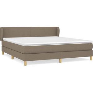 vidaXL Boxspring met matras stof taupe 160x200 cm