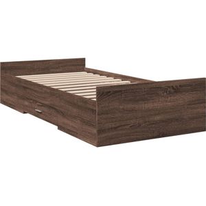 vidaXL Bedframe met lades bewerkt hout bruineikenkleurig 100x200 cm