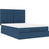 vidaXL Ottoman bed met matras 140x190cm stof blauw