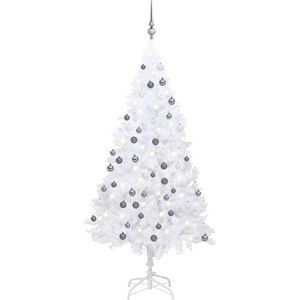 vidaXL Kunstkerstboom met verlichting en kerstballen 180 cm PVC wit