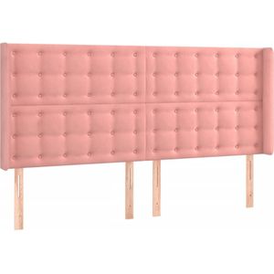vidaXL Hoofdbord met randen 183x16x118/128 cm fluweel roze