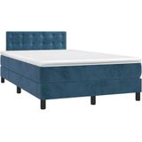 VidaXL Boxspring Matras Fluweel Donkerblauw 120x200 cm