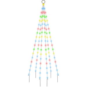 vidaXL Vlaggenmast kerstboom 108 LED's meerkleurig 180 cm