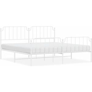 vidaXL Bedframe met hoofd- en voeteneinde metaal wit 200x200 cm