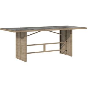 vidaXL Tuintafel met glazen blad 190x80x74 cm poly rattan beige