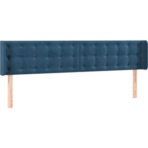 vidaXL Hoofdbord met randen 163x16x78/88 cm fluweel donkerblauw
