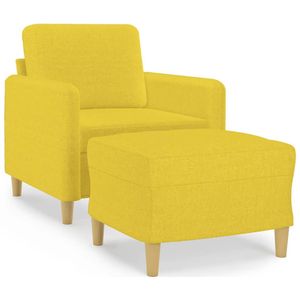 vidaXL Fauteuil met voetenbank 60 cm stof lichtgeel