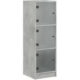 vidaXL Hoge kast met glazen deuren 35x37x109 cm betongrijs