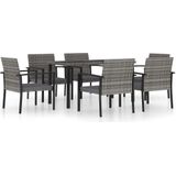 vidaXL 7-delige Tuinset poly rattan grijs