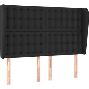 vidaXL - Hoofdbord - met - randen - 147x23x118/ - cm - kunstleer - zwart