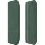 vidaXL Hoofdbord met randen 203x16x78/88 cm fluweel donkergroen