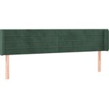 vidaXL Hoofdbord met randen 203x16x78/88 cm fluweel donkergroen