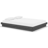 vidaXL Bedframe massief hout grijs 135x190 cm