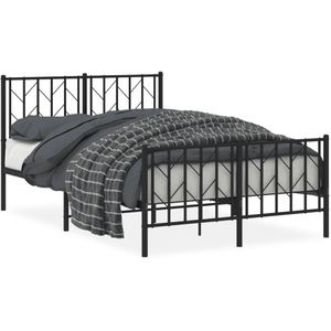 vidaXL Bedframe met hoofd- en voeteneinde metaal zwart 120x200 cm