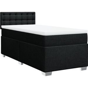vidaXL Boxspring met matras stof zwart 100x200 cm