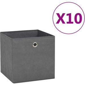vidaXL-Opbergboxen-10-st-28x28x28-cm-nonwoven-stof-grijs