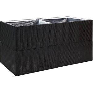 VidaXL Plantenbak 157x80x80 cm Poly Rattan Zwart