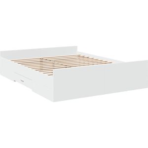 vidaXL Bedframe met lades bewerkt hout wit 140x200 cm