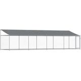 vidaXL Hondenhok met dak en deur 8x2x2 m gegalvaniseerd staal grijs