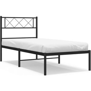 vidaXL Bedframe met hoofdbord metaal zwart 80x200 cm