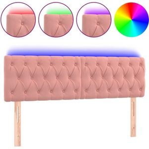 vidaXL Hoofdbord LED 160x7x78/88 cm fluweel roze