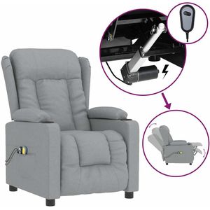 vidaXL Massagestoel elektrisch stof lichtgrijs
