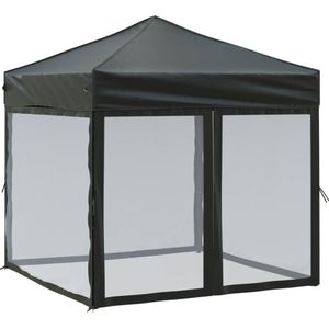 VidaXL Inklapbare Partytent 2x2m Zwart met Zijwanden