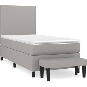 VidaXL Boxspring met Matras Stof Lichtgrijs 90x200 cm