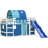 vidaXL Kinderhoogslaper met tunnel 80x200 cm massief grenenhout blauw