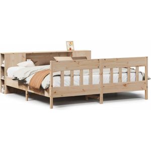 vidaXL Bed met boekenkast zonder matras massief grenenhout 200x200 cm
