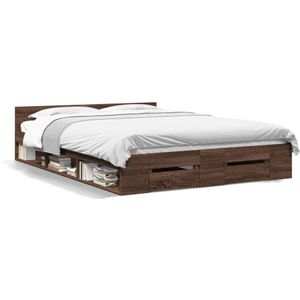 vidaXL Bedframe met lades bewerkt hout bruin eikenkleurig 120x190 cm