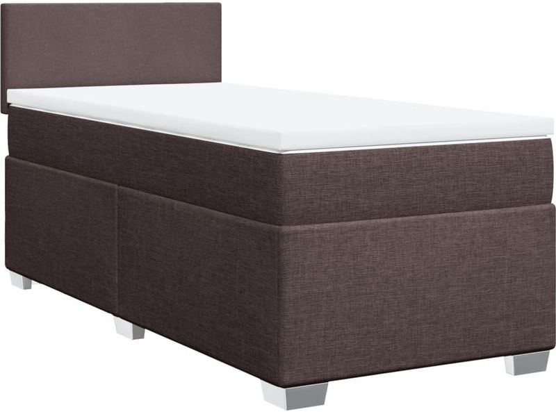 vidaXL Boxspring met matras stof donkerbruin 100x200 cm