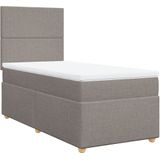 vidaXL Boxspring met matras stof taupe 90x200 cm