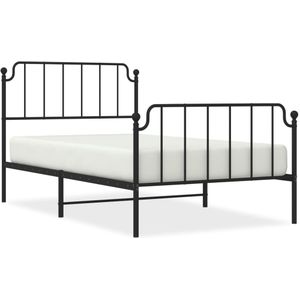 vidaXL Bedframe met hoofd- en voeteneinde metaal zwart 107x203 cm