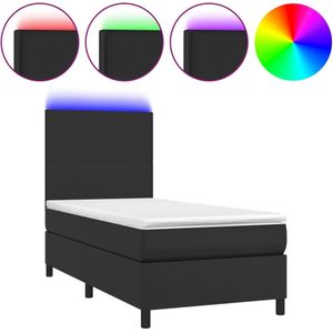 VidaXL Boxspring met Matras en LED Kunstleer Zwart 80x200 cm