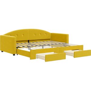 vidaXL Slaapbank met onderschuifbed en lades 90x200 cm fluweel geel
