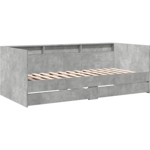 vidaXL Slaapbank met lades 90x190 cm bewerkt hout betongrijs