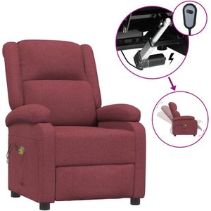 vidaXL Massagestoel elektrisch stof wijnrood