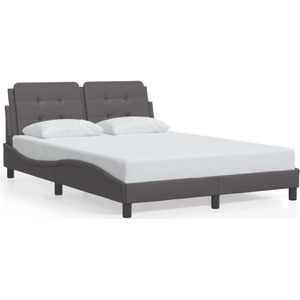 vidaXL Bedframe met hoofdbord kunstleer grijs 120x200 cm