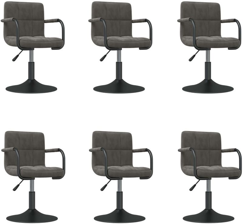 vidaXL Eetkamerstoelen draaibaar 6 st fluweel donkergrijs