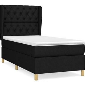 vidaXL Boxspring met matras stof zwart 80x200 cm